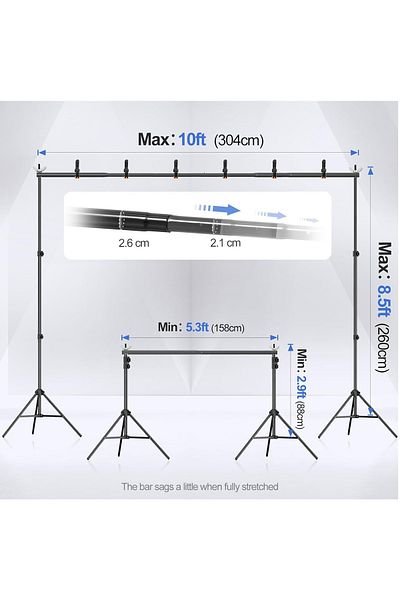 glanfen Adjustable 2x3m Backdrop Stand with Clamps & Sandbags for Portrait Product Photography