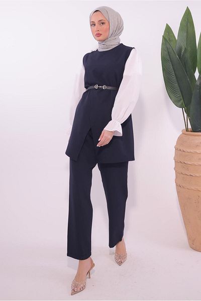 TRENDTESETTÜR Γυναικείο Navy Blue Ζώνη Παντελόνι T 0184