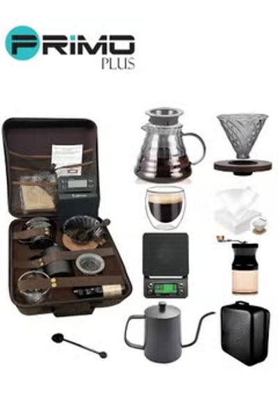 Primo Plus Coffee Maker Set, 9 PCS Coffee Accessories Tools with Portable Case Barista Drip Coffee Kit for v60