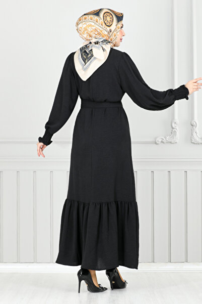 ModaMerve Manşeti Lastikli Aerobin Elbise 401ART1044-M Siyah