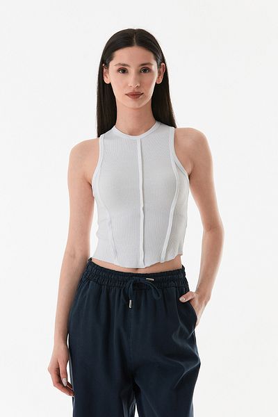 Fulla Moda Body crop cu cusături cu gât cu nervuri
