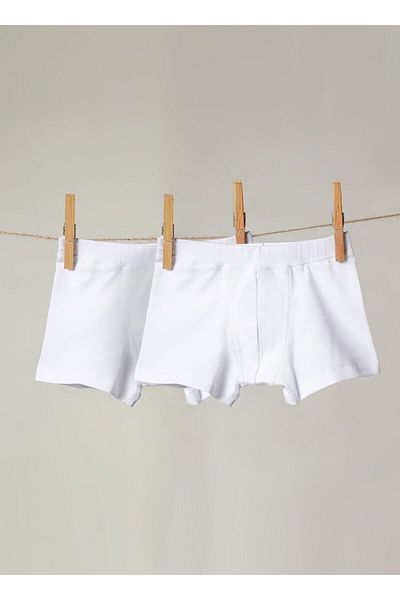 Blackspade Boy's Organic Boxer 2 Τεμάχια 9401 - Λευκό