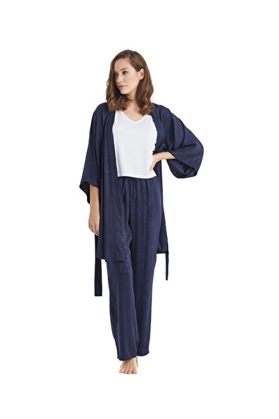Blackspade Women's Navy Blue Dressing Gown 60300