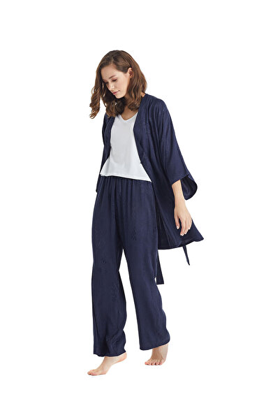 Blackspade Women's Navy Blue Dressing Gown 60300