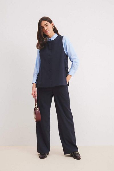 DeFacto New Season Crew Neck Basic Plain Woven Sweater with Laces on the Sides