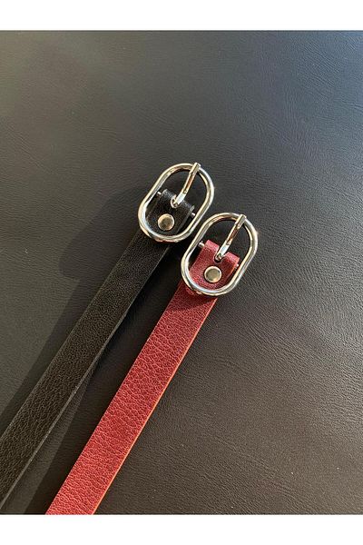 LİA KEMER 2-Piece Oval Classic Buckle Model Belt Waist Belt Coat Belt Dress Belt Trouser Belt