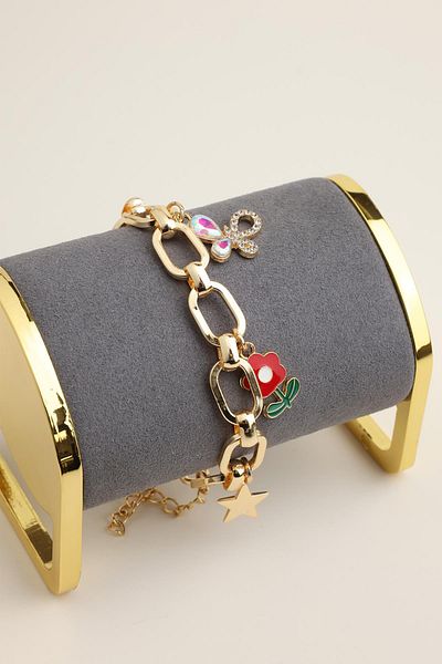 Modex Butterfly Flower Star Figured Chain Bracelet(17+5cm)