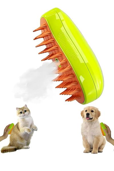 Soillium Hair Cleaning Brush with Steam Massage for Cat Dog Reduce Shedding Relaxing Brush