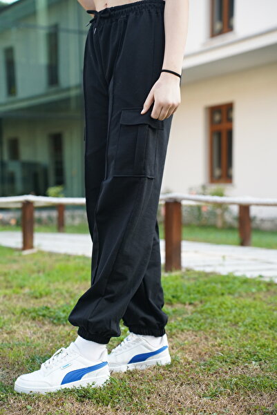 cm buseyiz Çift Kargo Cepli Paça Lastikli Unisex Çocuk Alt- Çocuklar İçin Sportif Şıklık