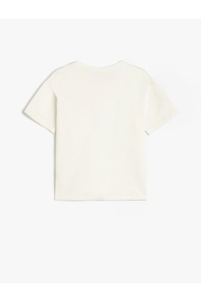 Koton Embroidery Detailed Short Sleeve Crew Neck Cotton Oversize T-Shirt