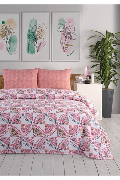 Evim Pink Yellow Orient Soren Double Pique Set 200X230 cm