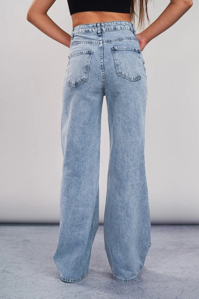 Geppetto Morena Medium Snow Wash Mavipower Lycra Jeans largi cu talie super inalta Pantaloni Palazzo