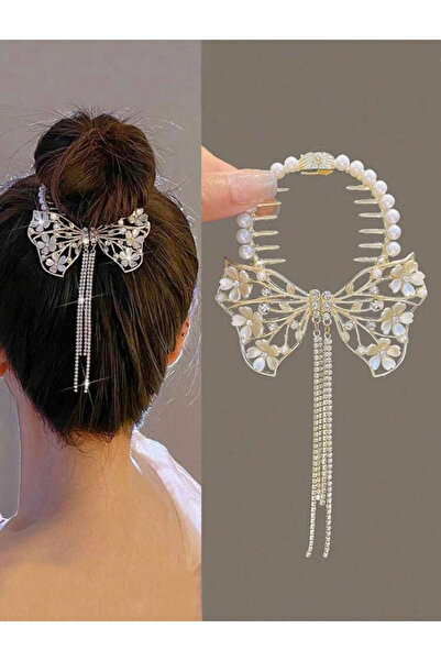 La Saade Y2k Coquette Fiyonklu Taşlı Pinterest Topuz Tokası