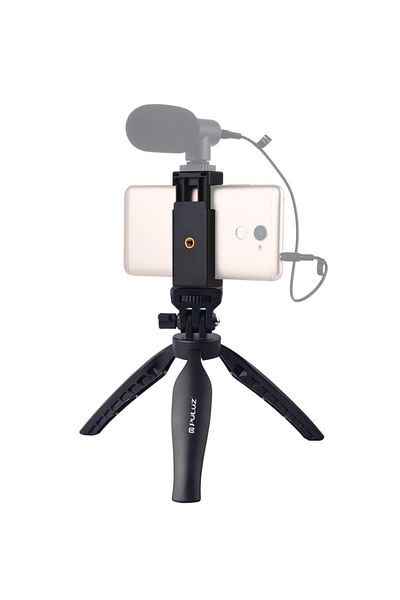 PULUZ حامل ثلاثي القوائم لسطح المكتب مع مشبك هاتف للهواتف والكاميرات وكاميرات GoPro وأجهزة العرض