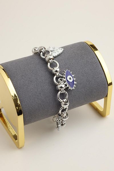Modex Heart Eye Cat Figured Chain Bracelet (17+5cm)