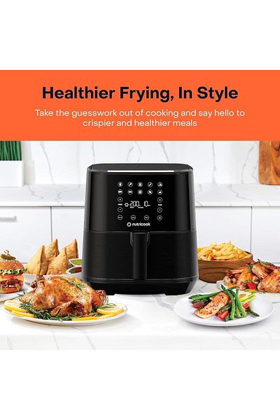 Nutricook Air Fryer 2 + BBQ Skewer, 5.5L, 1700W, Digital Control Panel Display, 10 Preset Programs, Black