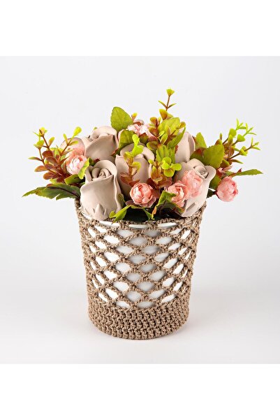 Genel Markalar El Örgüsü Dantel Saksıda Kokulu Taş Aranjmanı