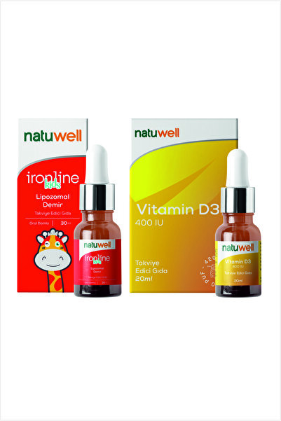 Natuwell Ironline Kids Lipozomal Demir Damla 30 ml + Vitamin D3 400 Iu Damla 20 ml