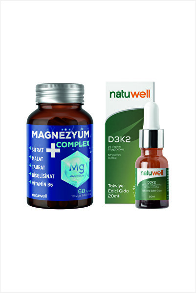 Natuwell Magnezyum Complex 60 Tab + D3K2- Magnezyum D3 ve K Vit