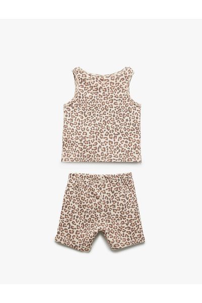 Koton Leopard Print Cotton Tank Top and Shorts Set