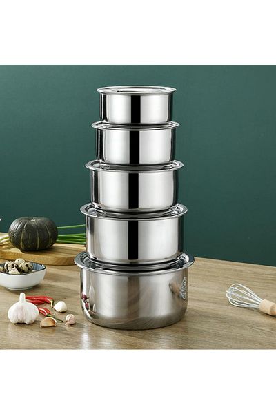 sharpdo 5-Piece Stainless Steel Cooking Pot with Lid