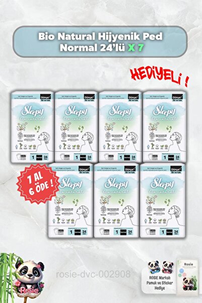 Sleepy Bio Natural Hijyenik Ped Normal 24'lü 7 AL 6 ÖDE ve Rosie