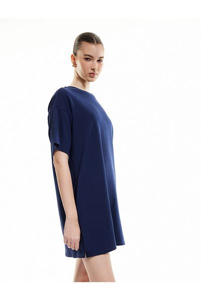Koton Three Thread Cotton Pocket Crew Neck Short Sleeve T-Shirt Dress