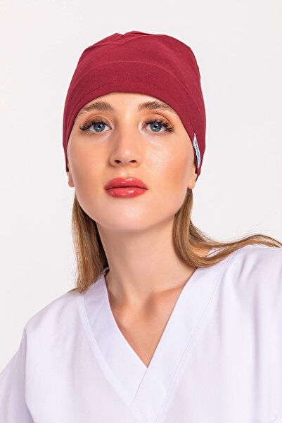 Nur Medikal Giyim Düz Bordo Renk Unisex Cerrahi Boneler Doktor Ameliyat Saç B...