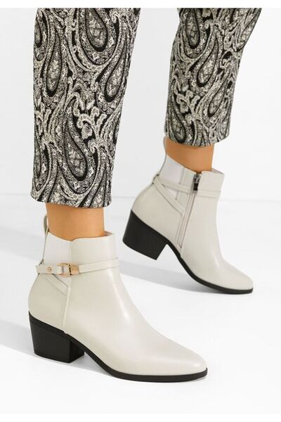 B T Shoes Botine cu toc gros Odelina bej