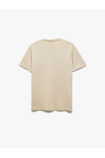 Koton Printed Cotton Pique Fabric Short Sleeve Crew Neck Slim Fit T-Shirt