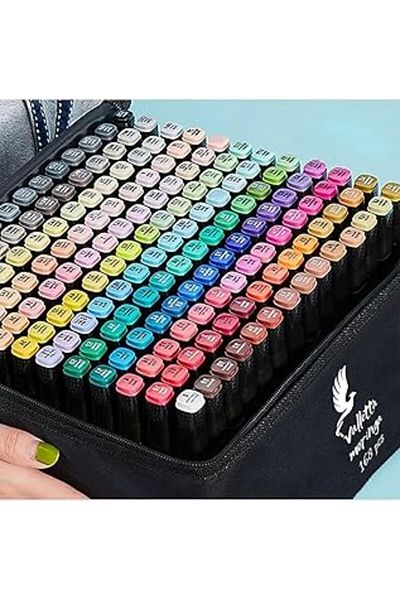 Mu Art Valletta Moringa 168'Li Double Sided Art Marker Felt Tip Pen Set with Bag
