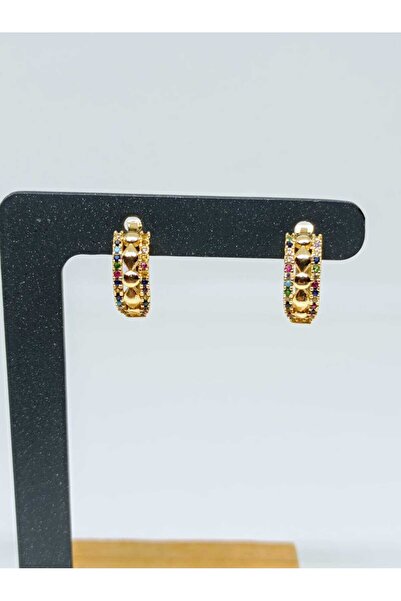 mama india alaçatı Gold Color Zircon Stone Modern Design Earrings No 6