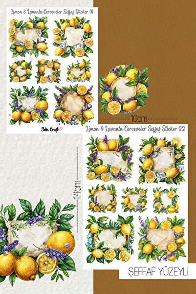 SelisCraft Limon Lavanta Çerçeveler Temalı Şeffaf Sticker Seti 01-02 Ajanda P...
