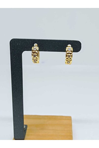 mama india alaçatı Gold Color Zircon Stone Modern Design Earrings No 4