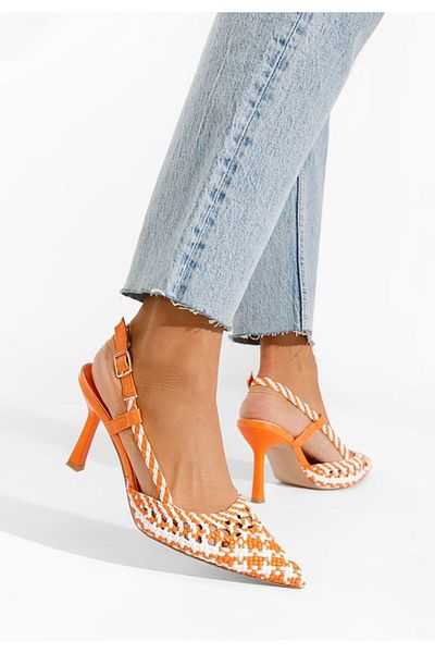 B T Shoes Pantofi Stiletto Slingback Heliosa Portocalii