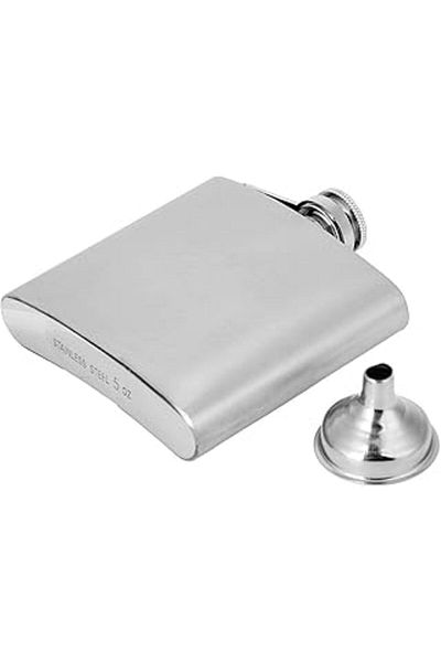 Mu Art Ahşap Perlotus 5 Oz 150 Cc نوع الجيب غطاء لولبي من الفولاذ كونياك ويسكي قارورة (مع قمع)