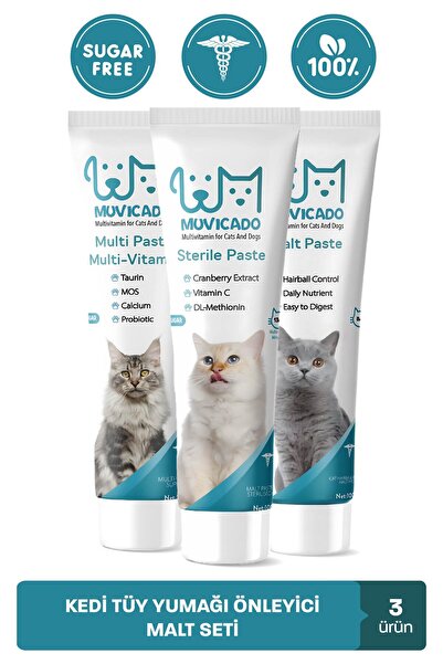 muvicado Kedi Tüy Yumağı Önlemeyi Destekleyen Malt Macun - Şekersiz ve Veteriner Onaylı Kedi Malt Seti