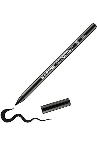 STOREMAX Edding 4200 Porcelain Marker with Brush Tip - Black - 1 Pen - Brush Tip 1-4 mm
