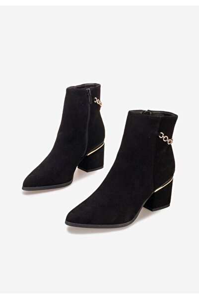 B T Shoes Botine cu toc gros Oxea negre