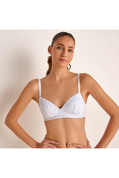 FAV Printed Lightly Padded Non-Wired Support Bra with Hook and Eye Closure