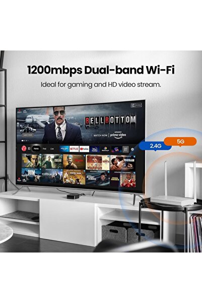 Tenda HG9 AC1200 Dualband GPON ONT Router, 4 Gigabit Ports, 2x6dBi Antennas (White)