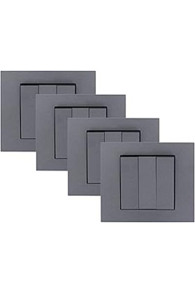 STOREMAX Viralighting Ovivo Grano Smoked - Switch - Commutator - Vavien - Triple Switch - Light Switch (Triple