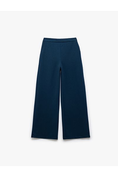 Koton Basic Flared Trousers with Elastic Waist and Pockets