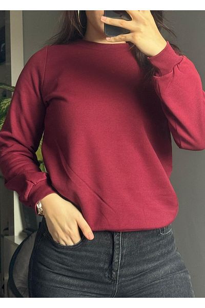Qenz Σέρβιτρο Crew Neck Boy Sweat - Claret Red