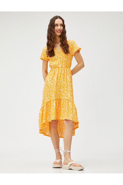 Koton Women's Yellow Patterned Dress 3SAL80065IK