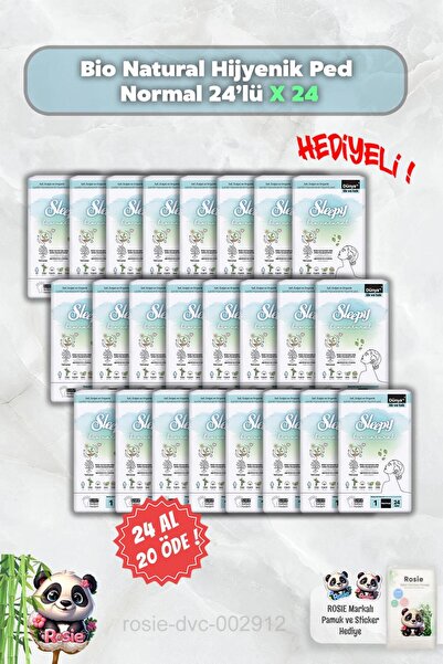Sleepy 24 AL 20 ÖDE Sleepy Hijyenik Ped Normal 24'lü Bio Natural ve Rosie