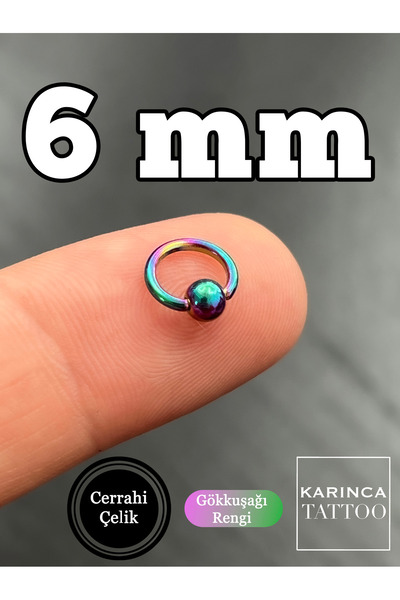 Karınca Piercing 6 Mm En Küçük Boy Alacalı Kulak Helix Halka Piercing