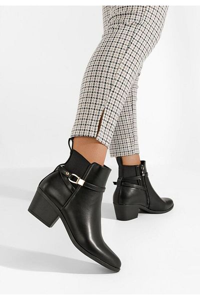 B T Shoes Botine cu toc gros Odelina negre