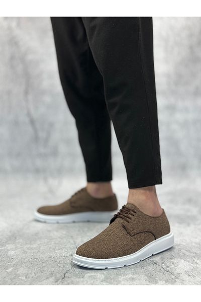 BOA Ba0003 Lace-Up Classic Sports Linen Brown White Sole Casual Men's Shoes