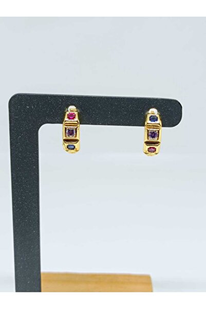 mama india alaçatı Gold Color Zircon Stone Modern Design Earrings No 5